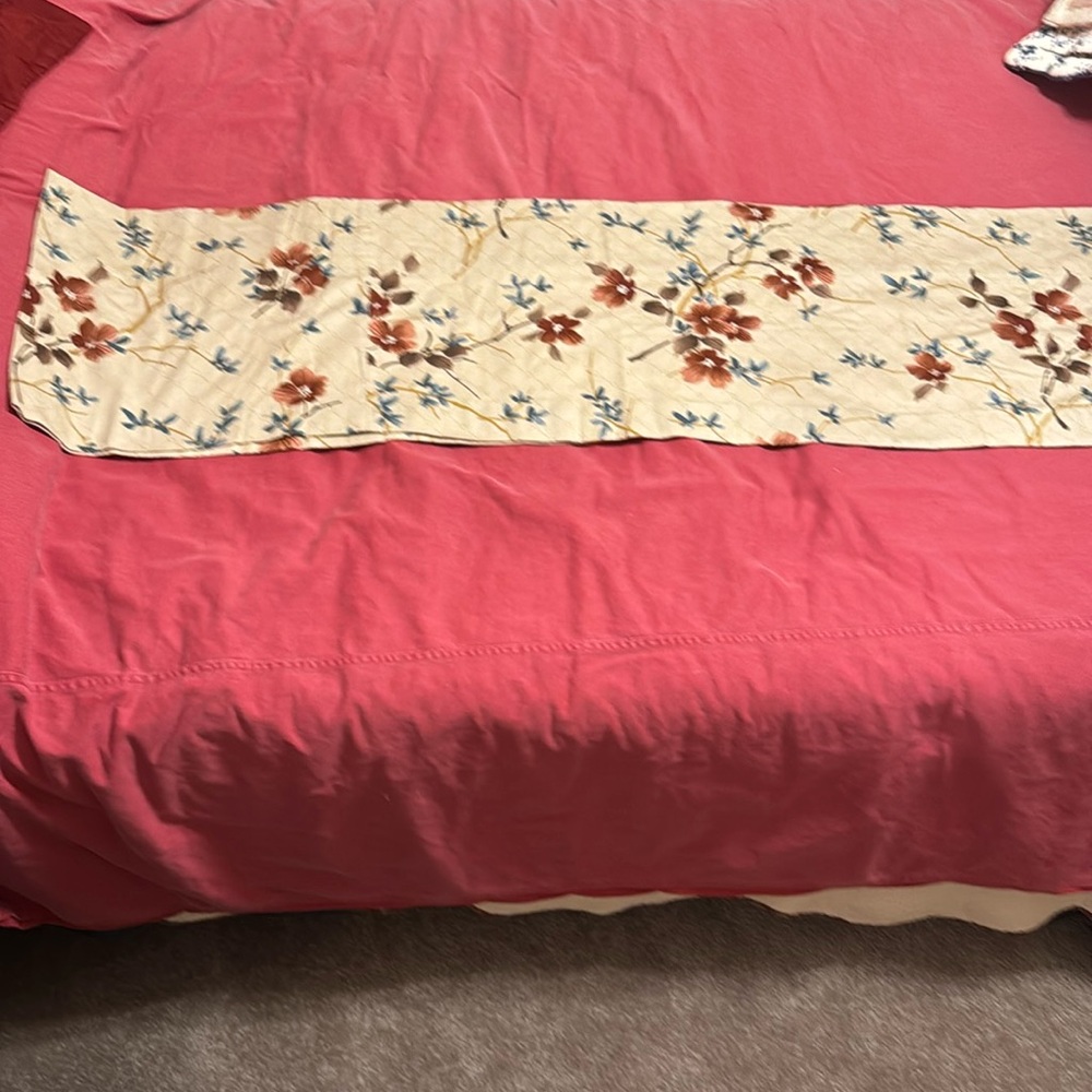 Valance Curtain Tan Floral Blue Burgundy Pattern Long Valance Curtain